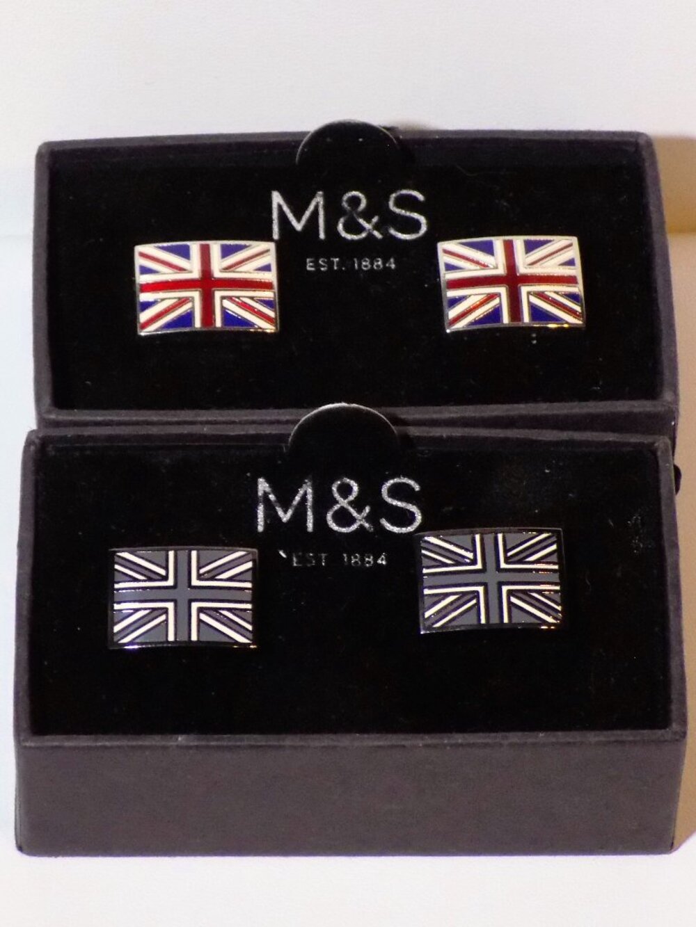 Lot of 2 New Sets M&S Marks & Spencer British Union Jack Flag Cufflinks Bundle